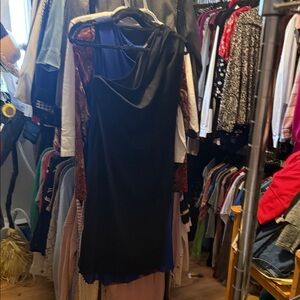 Reitmans Black and Blue One Shoulder Dress